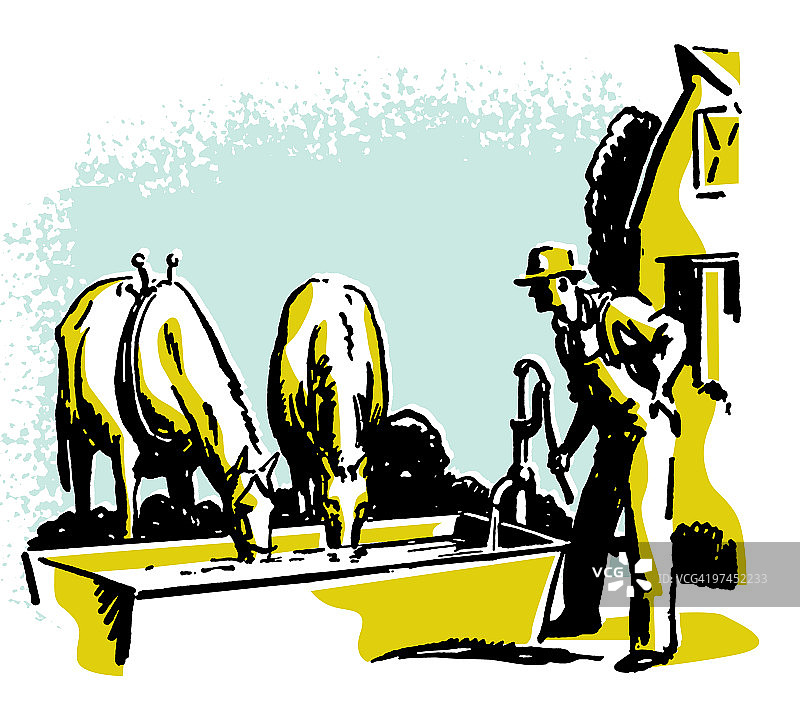 复古牧场插画图片素材