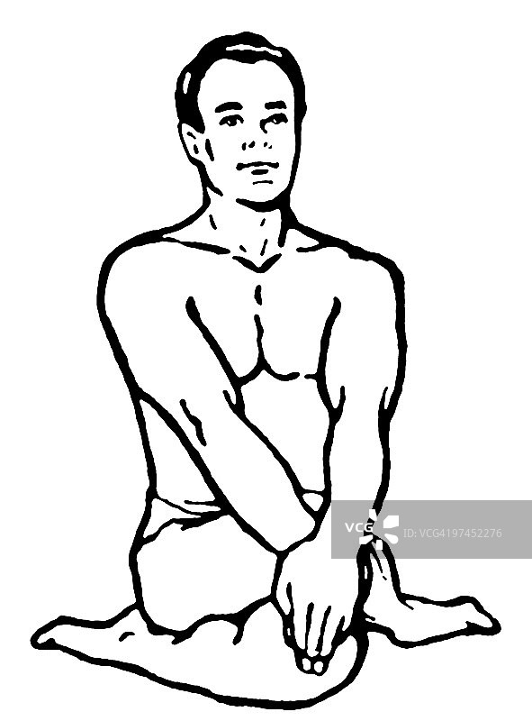 男子练习瑜伽的黑白照片图片素材