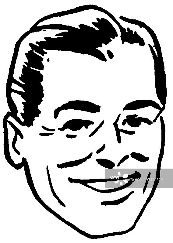 快乐男人的黑白插画图片素材