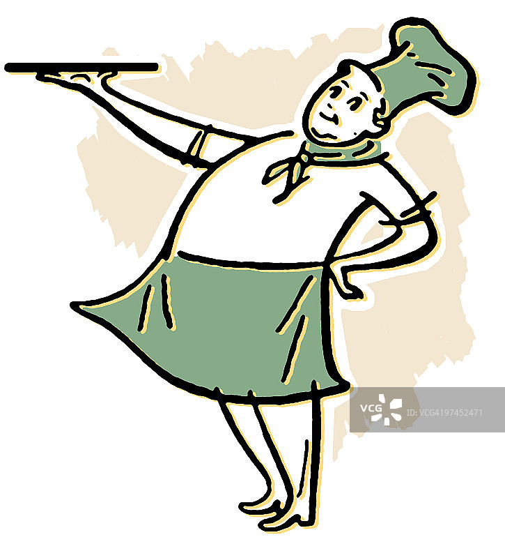 一位女士在炉子上搅拌双层锅图片素材