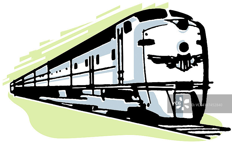 疾驰的列车复古插画图片素材