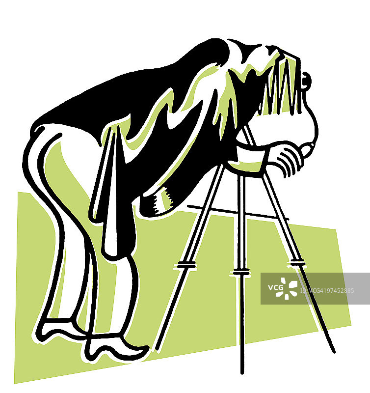 摄影师复古插画（黑白版）图片素材