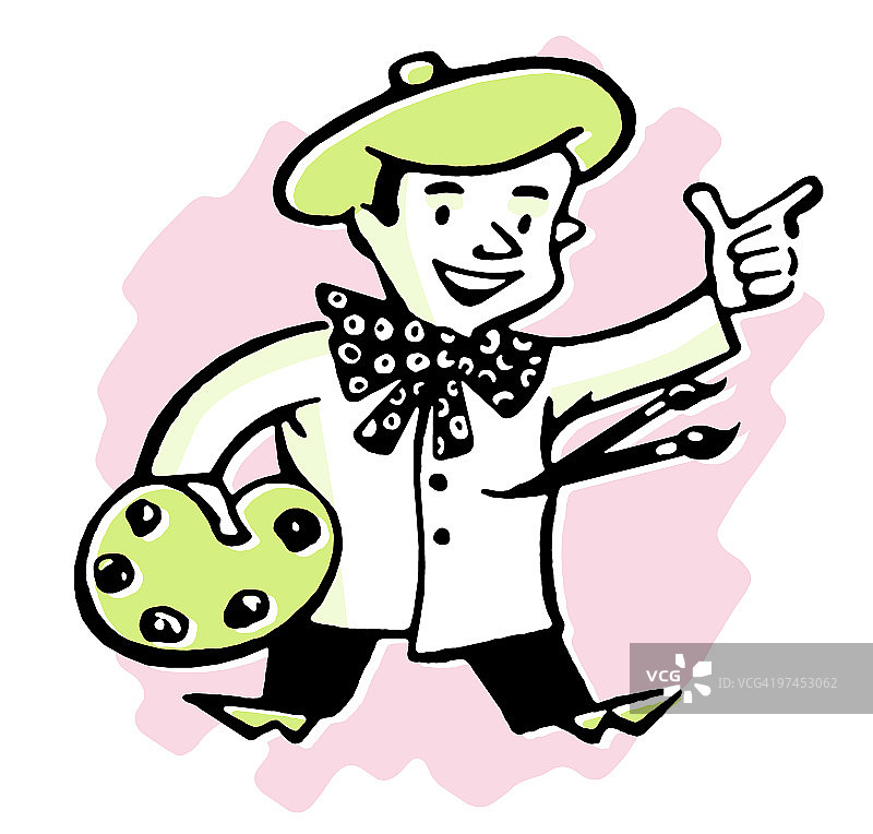 卡通青年艺术家绘画图片素材