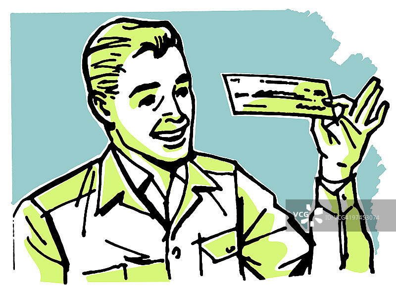 商务人士检查支票的图形插画图片素材