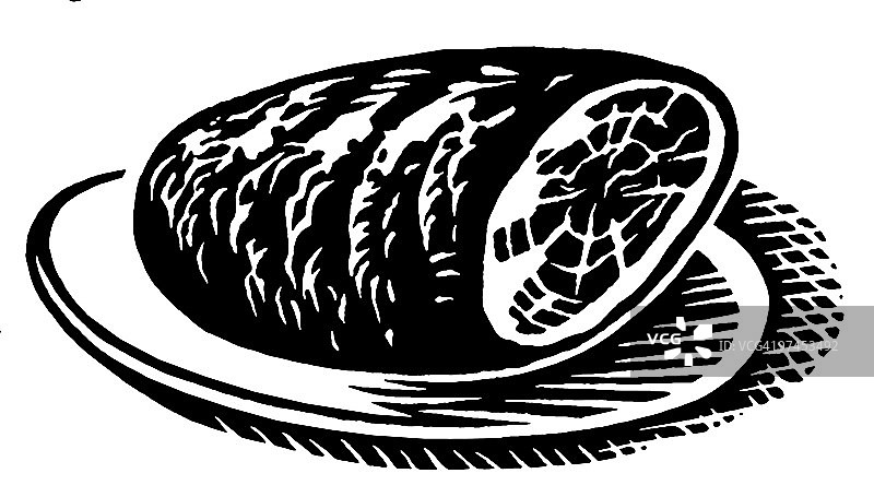 黑白复古火腿印花图片素材