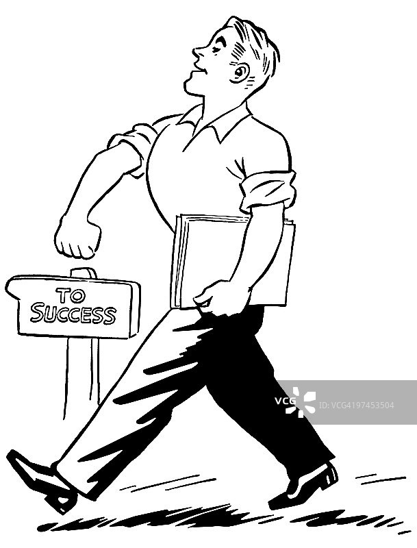 迈向成功的健壮男人黑白影像图片素材