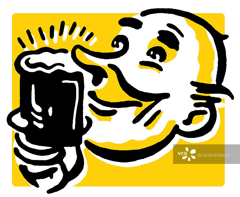 男人安静地喝酒的印刷品图片素材