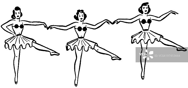 三位芭蕾舞演员的黑白舞蹈照片图片素材