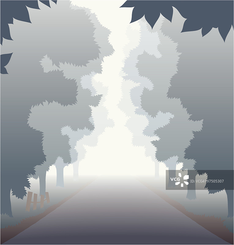 雾气笼罩的乡村公路图片素材