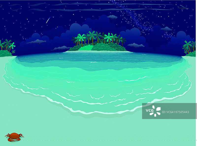 热带海滩岛屿夜景图片素材