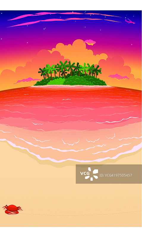热带海滩岛屿日落图片素材