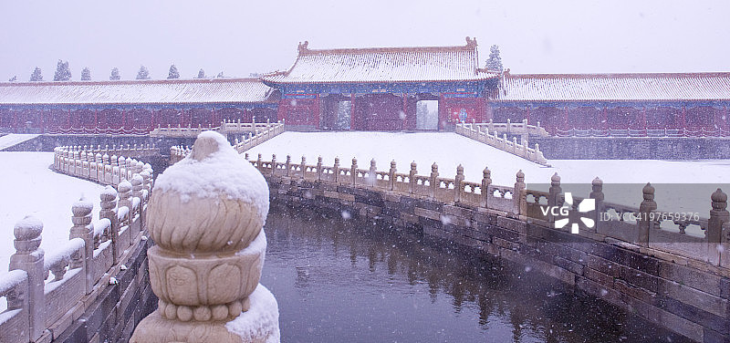 雪中的北京故宫图片素材
