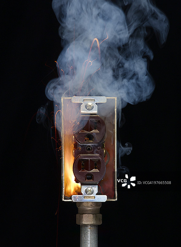 电源插座故障特写图片素材