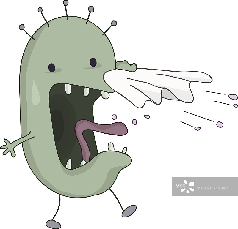 打喷嚏的卡通细菌图片素材
