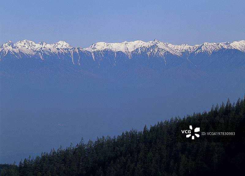 日本长野县松本市穗高山脉图片素材