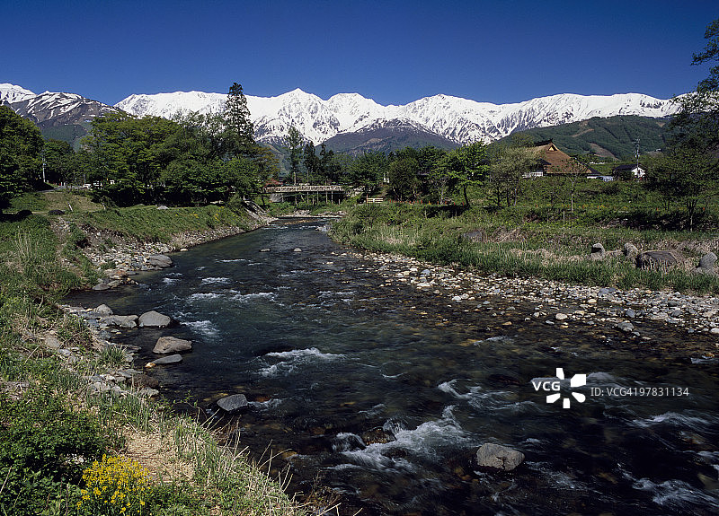 日本长野白马村姬川图片素材