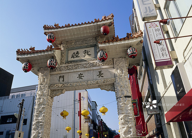 日本兵库县神户中国城的长安门图片素材