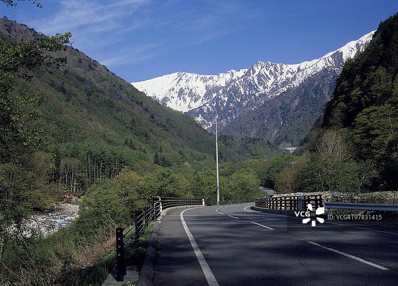 日本长野县大町阿尔卑斯山脉路线图片素材