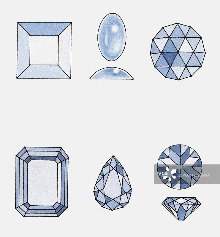 宝石切割方式插画图片素材
