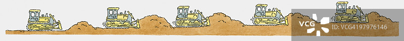 推土机移动过程的系列插图图片素材