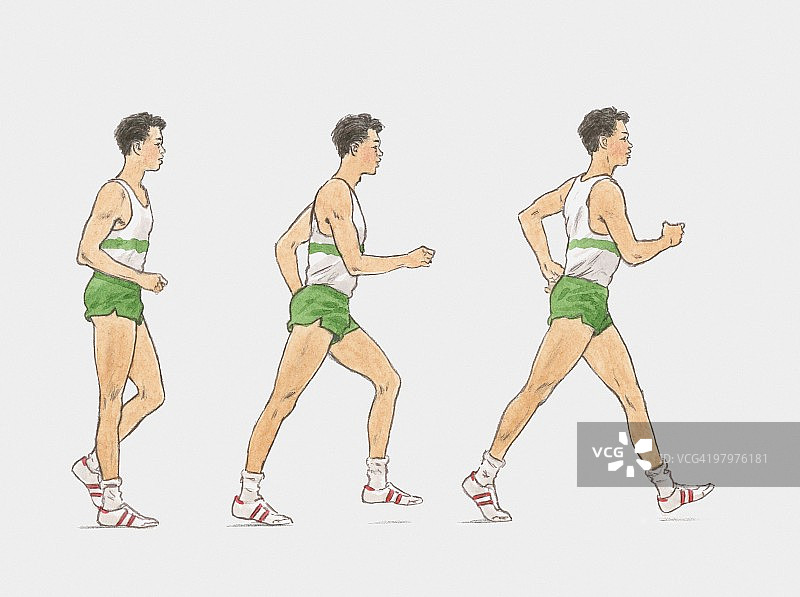 男性竞走运动员插图图片素材
