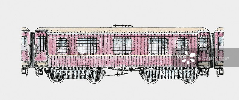 维多利亚时代火车车厢插画图片素材