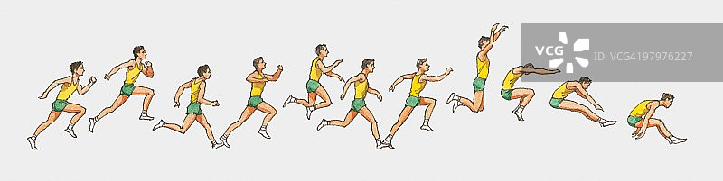 男性运动员三级跳远动作分解图图片素材