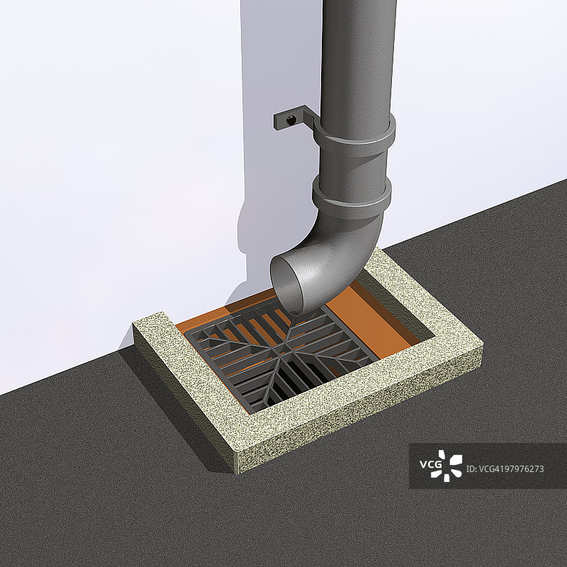 落水管和排水沟特写图片素材