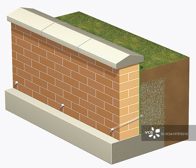 带排水管的挡土墙图片素材
