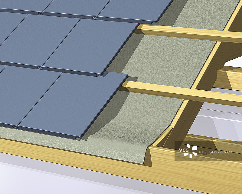 单层屋顶瓦片特写图片素材