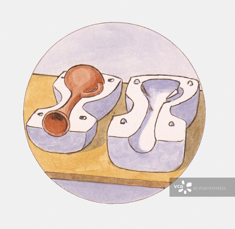 模具中的陶土花瓶插画图片素材
