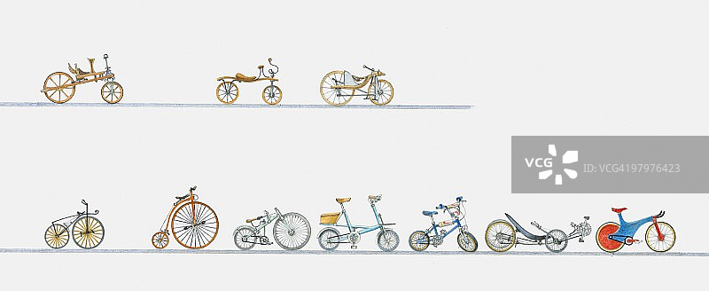 自行车历史的插图序列图片素材