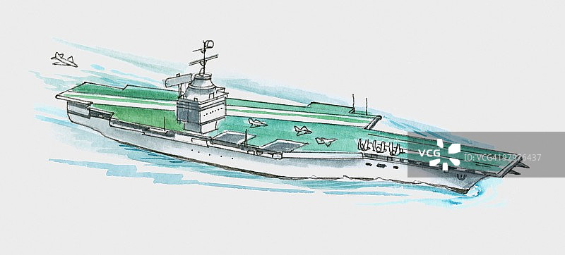20世纪航空母舰插画图片素材