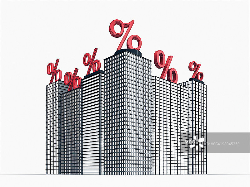 高层建筑上的百分号图片素材