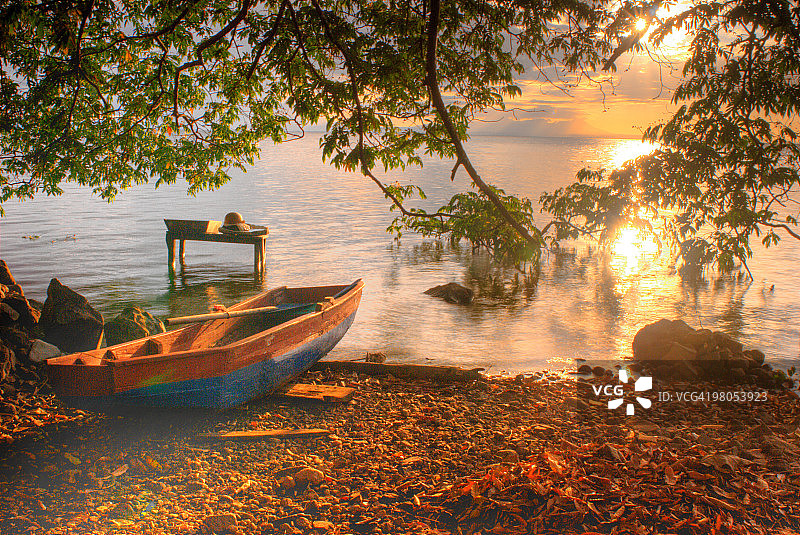 尼加拉瓜湖日落图片素材