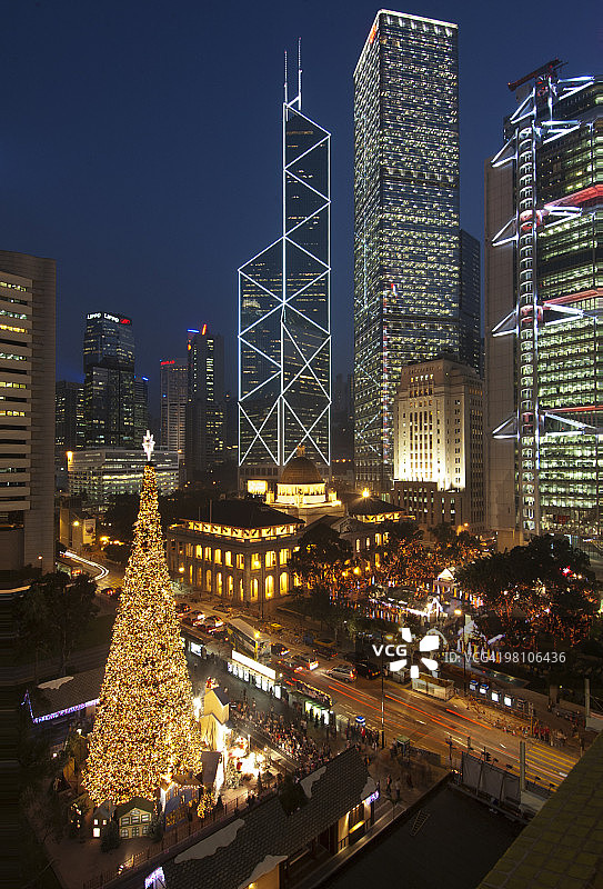 中国香港中环商业区的圣诞节图片素材