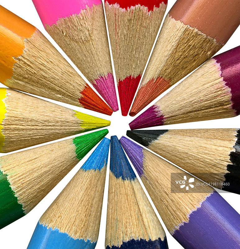 白色背景上的彩色铅笔图片素材