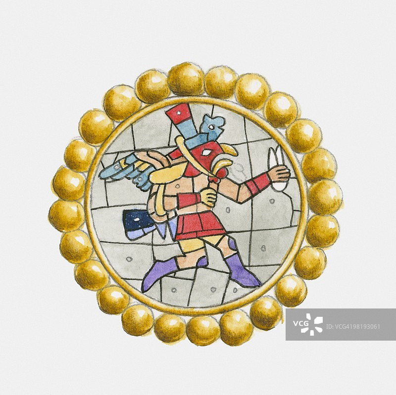 古代神话莫切珠宝人物插画图片素材