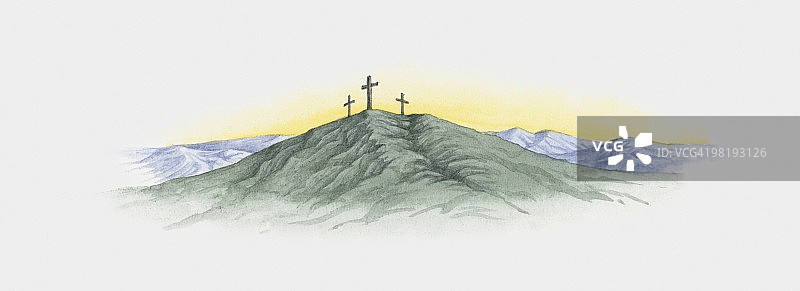 髑髅地上的三座十字架插画图片素材