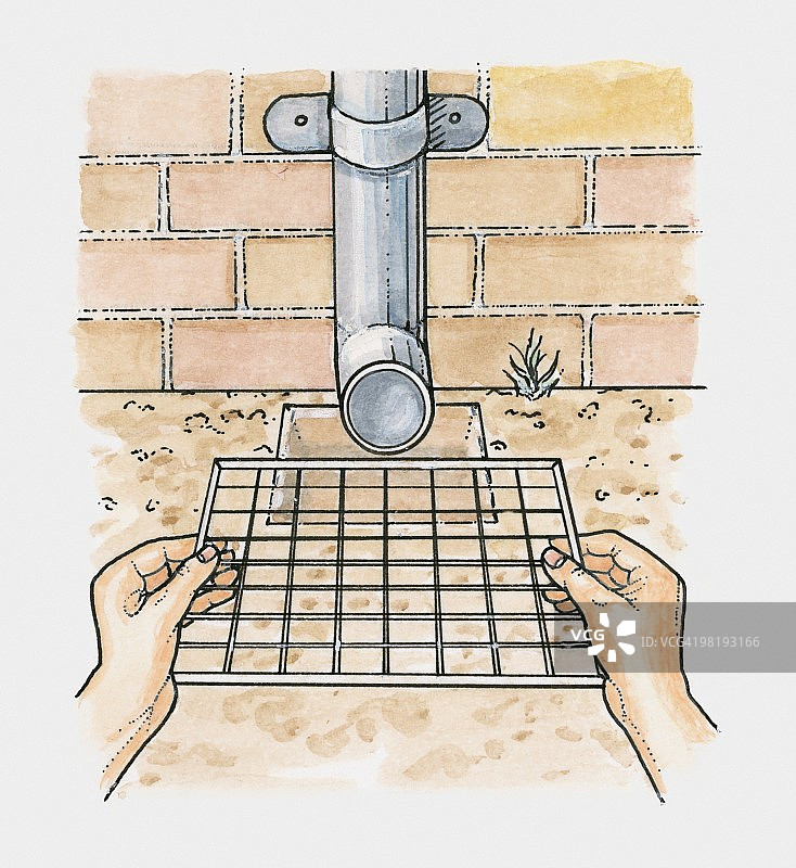 用冷却架盖住敞开的排水口图片素材