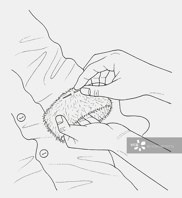 手缝袖口黑白插画图片素材