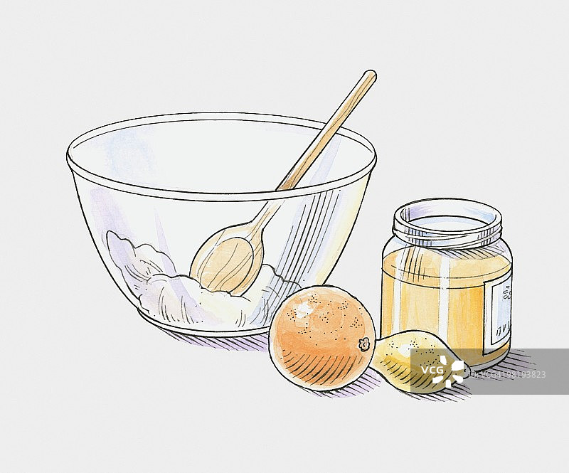 搅拌碗旁的食材插图图片素材