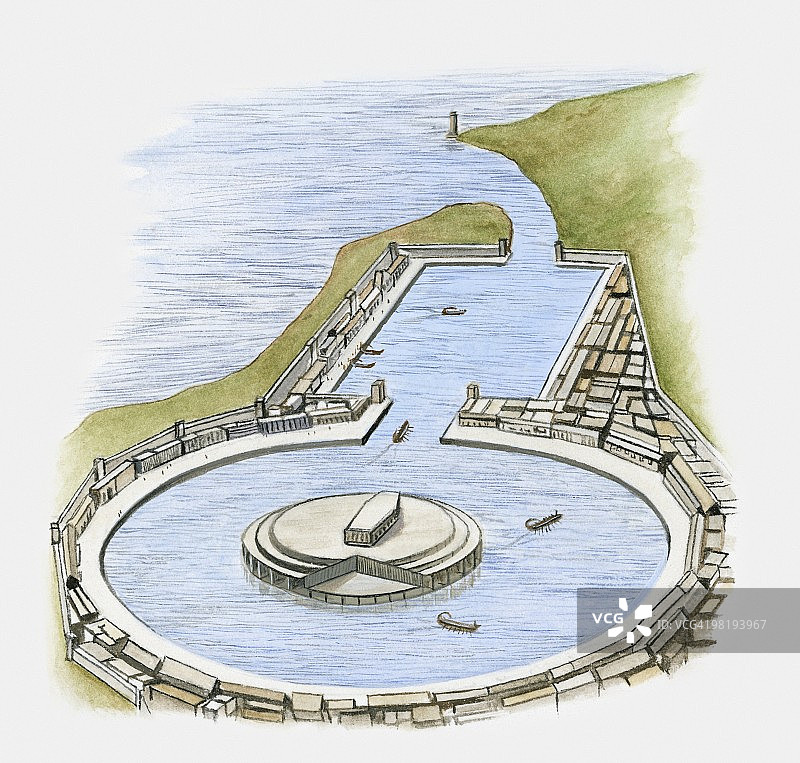 迦太基港口插画图片素材