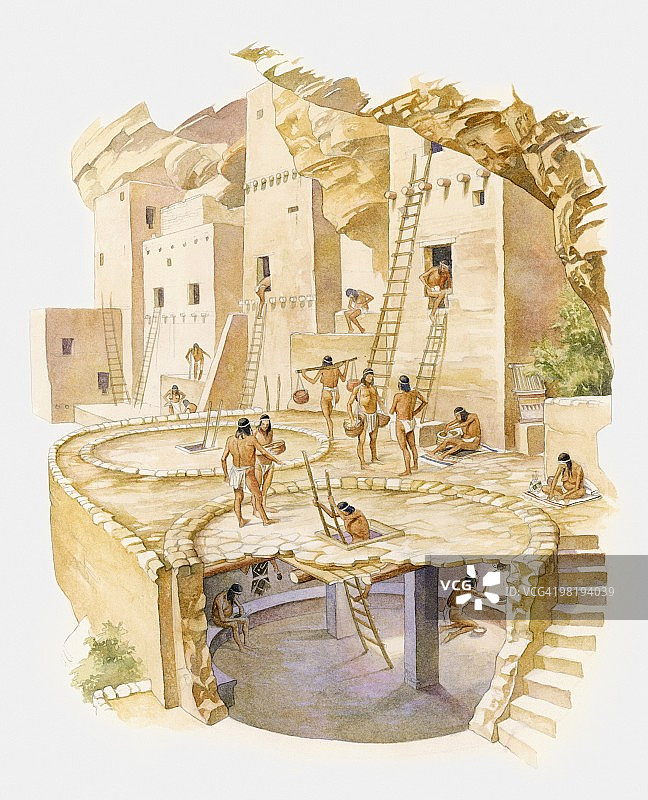 阿纳萨齐悬崖住宅截面图图片素材