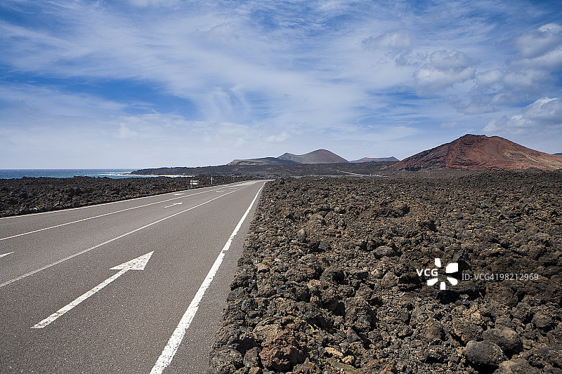 兰萨罗特岛火山景观公路图片素材