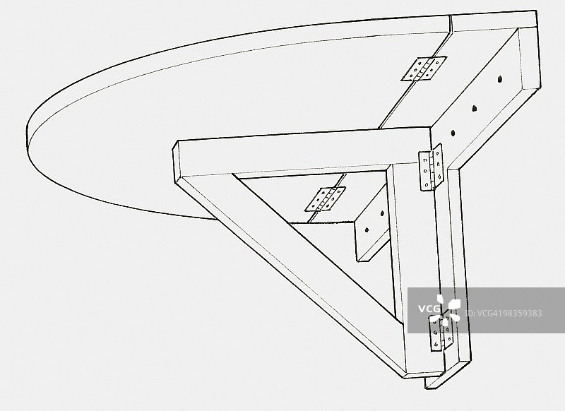 壁挂式折叠桌黑白插画图片素材