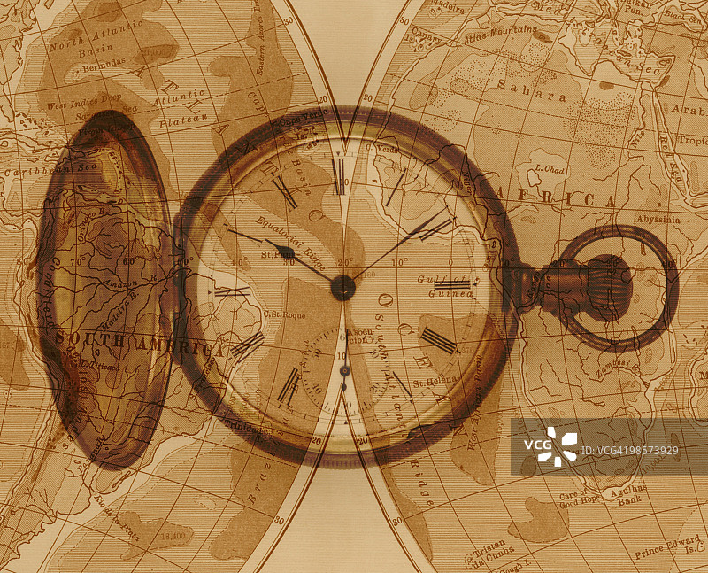 地图上的怀表图片素材