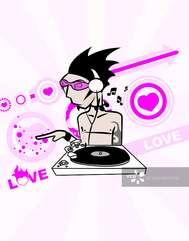 爱DJ插画图片素材