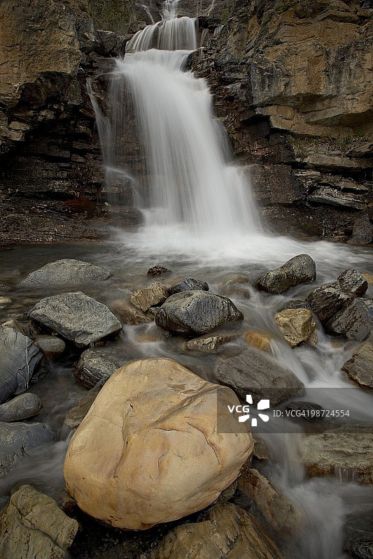 加拿大阿尔伯塔省贾斯珀国家公园的Tangle瀑布细节图片素材