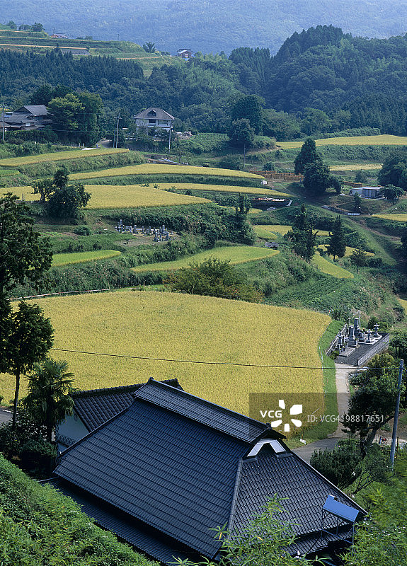 日本冈山县久米南町北庄梯田图片素材